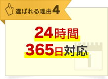 選ばれる理由4 24時間 365日対応