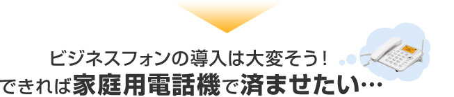 ビジネスフォンの導入は大変そう！できれば家庭用電話機で済ませたい…