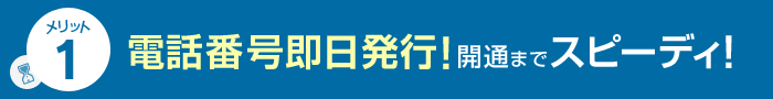 メリット1 電話番号即日発行！開通までスピーディ！