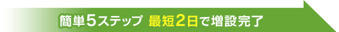 簡単5ステップ 最短2日で増設完了