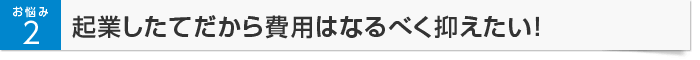 お悩み2 起業したてだから費用はなるべく抑えたい！