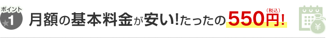 ポイント1 月額の基本料金が安い!たったの550円！
