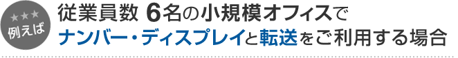例えば 従業員数6名の小規模オフィスでナンバー・ディスプレイと転送をご利用する場合