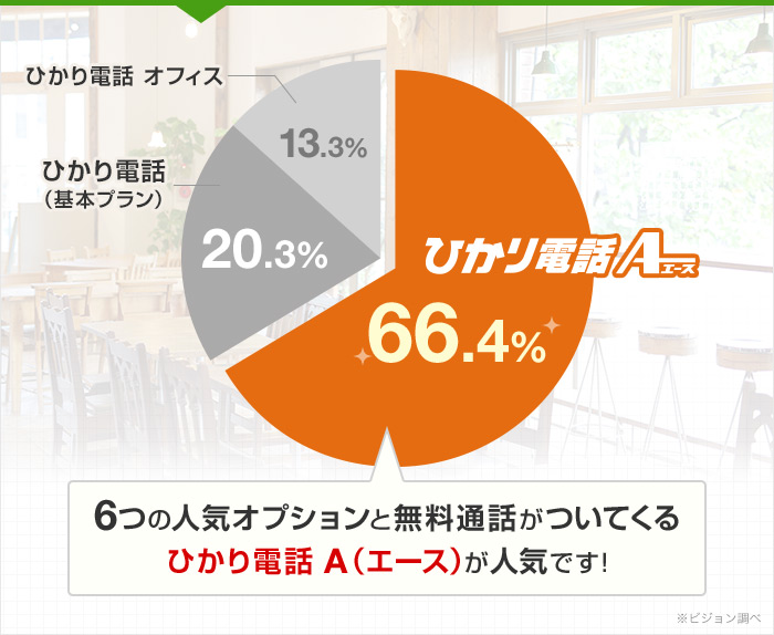 6つの人気オプションと無料通話がついてくるひかり電話A（エース）が人気です！
