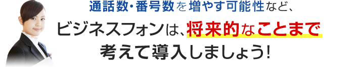 通話数・番号数を増やす可能性など、ビジネスフォンは、将来的なことまで考えて導入しましょう！