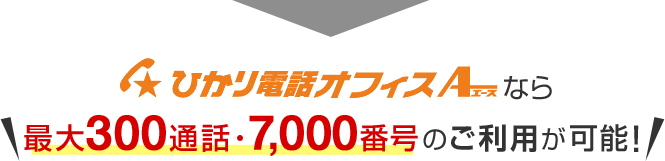 ひかり電話オフィスA（エース）なら最大300通話・7,000番号のご利用が可能！