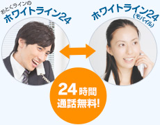 おとくラインのホワイトライン24、ホワイトライン24（モバイル）間の24時間通話無料！