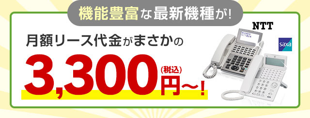 機能豊富な最新機種が！月額リース代金がまさかの3,300円～！