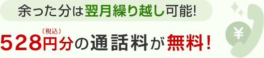 余った分は翌月繰り越し可能！528円分の通話料が無料！