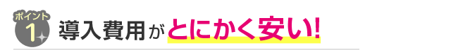 ポイント1 導入費用がとにかく安い！