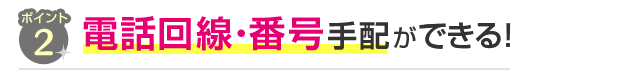 ポイント2 電話回線・番号手配ができる！