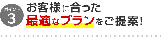 ポイント3 お客様に合った最適なプランをご提案！