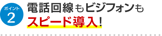 ポイント2 電話回線もビジフォンもスピード導入！