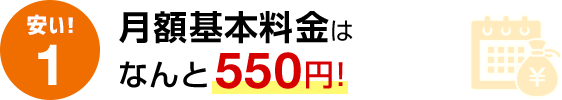 安い！1 月額基本料金はなんと550円！