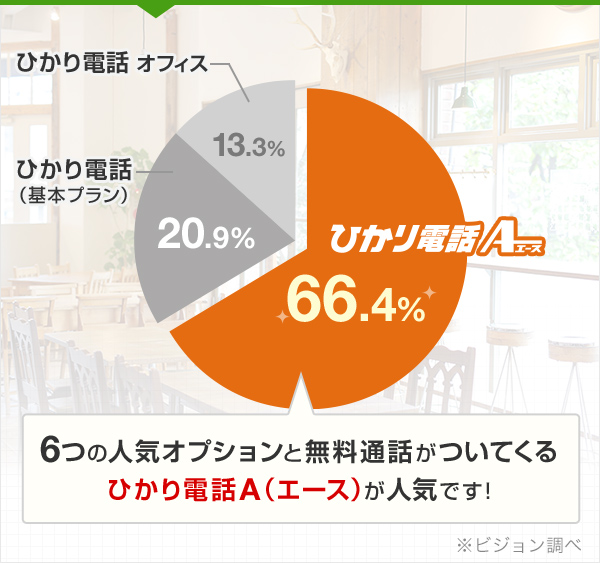 6つの人気オプションと無料通話がついてくるひかり電話A(エース)が人気です!