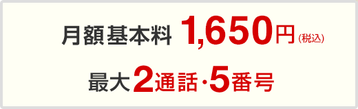 月額基本料1,650円 / 最大2通話・5番号