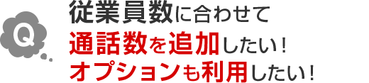Q.従業員数に合わせて通話数を追加したい！さらにオプションも利用したい！
