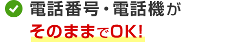 電話番号・電話機がそのままでOK！