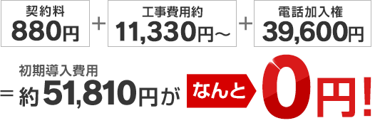 初期導入費用約51,810円がなんと0円！