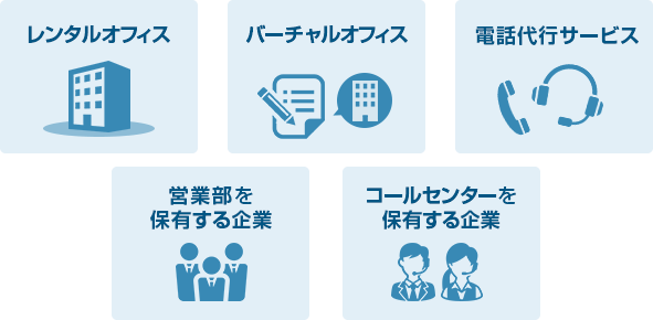 レンタルオフィス・バーチャルオフィス・電話代行サービス・営業部を保有する企業・コールセンターを保有する企業