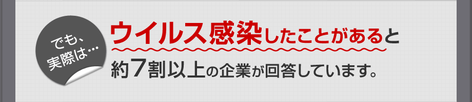 でも、実際は…ウイルス感染したことがあると約7割以上の企業が回答しています。